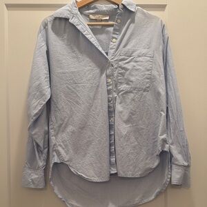 LOFT Oversized Light Blue Casual Button Down Shirt